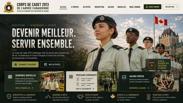 Groupe de cadets dans un environnement d'activité